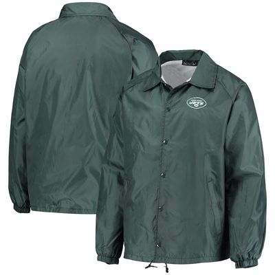 DUNBROOKE Men's Green New York Jets Coaches Classic Raglan Full-Snap Windbreaker Jacket