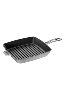 Staub 10-Inch Square Enameled Cast Iron Grill Pan in Graphite
