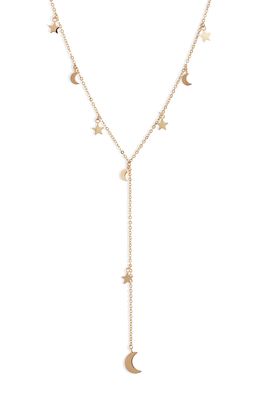 Knotty Sun Moon & Stars Charm Y-Necklace in Gold