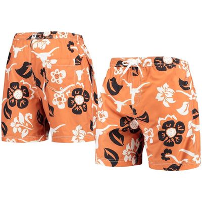 Men's Wes & Willy Texas Orange Texas Longhorns Floral Volley Logo Swim Trunks in Burnt Orange