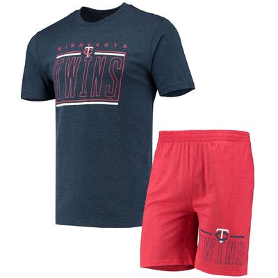 Men's Concepts Sport Red/Navy Minnesota Twins Meter T-Shirt and Shorts Sleep Set