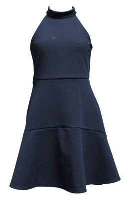 Ava & Yelly Kids' Mock Neck Fit & Flare Dress in Navy