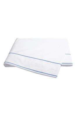 Matouk Ansonia 500 Thread Count Flat Sheet in White/Ocean