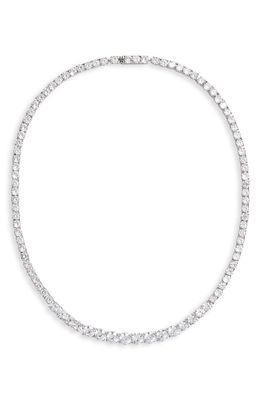 Nordstrom Graduated Cubic Zirconia Collar Necklace in Clear- Silver