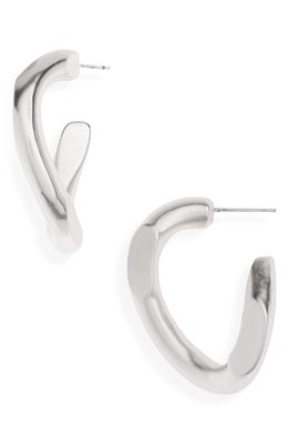 Karine Sultan Convex Facet Hoop Earrings in Silver
