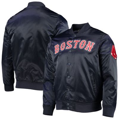 Men's Pro Standard Navy Boston Red Sox Wordmark Satin Full-Snap Jacket