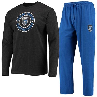 Men's Concepts Sport Black/Blue San Jose Earthquakes Meter Long Sleeve T-Shirt & Pants Sleep Set