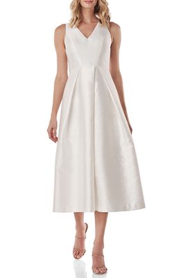 Kay Unger Maxime Pleat Flare Cocktail Dress in White