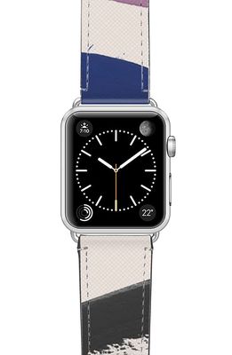 CASETiFY Zebra Pop Saffiano Faux Leather Apple Watch Band in White/Silver