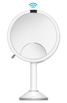 simplehuman Trio Eight Inch Multi-Magnification Sensor Makeup Mirror in White
