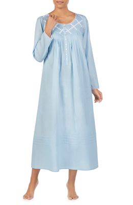 Eileen West Long Sleeve Nightgown in Solid Blue