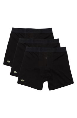Lacoste Men's 3-Pack Essential Cotton Boxer Briefs in Black