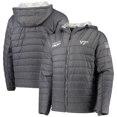 Men's Colosseum Gray/Camo Virginia Tech Hokies OHT Military Appreciation Iceman Snow Puffer Full-Zip Hoodie Jacket