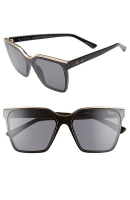 Quay Australia Level Up 55mm Square Sunglasses in Black Gold/Smoke
