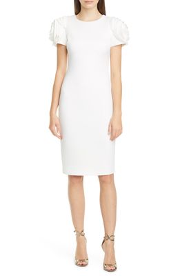 Badgley Mischka Collection Rose Sleeve Cocktail Dress in Light Ivory