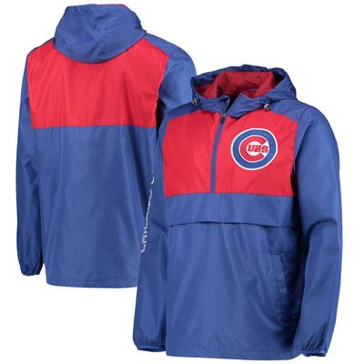 Men's G-III Sports by Carl Banks Royal/Red Chicago Cubs Lineman Half-Zip Hoodie Jacket