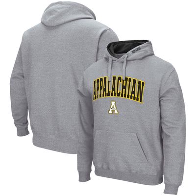 Men's Colosseum Heathered Gray Appalachian State Mountaineers Arch and Logo Pullover Hoodie in Heather Gray