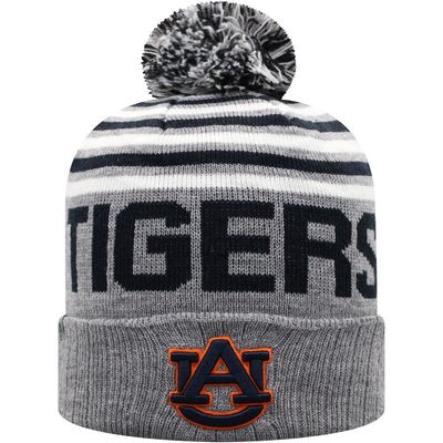 Men's Top of the World Heathered Gray Auburn Tigers Ensuing Cuffed Knit Hat with Pom in Heather Gray