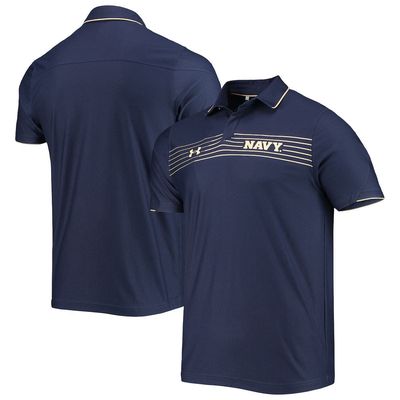 Men's Under Armour Navy Navy Midshipmen Sideline Chest Stripe Performance Polo