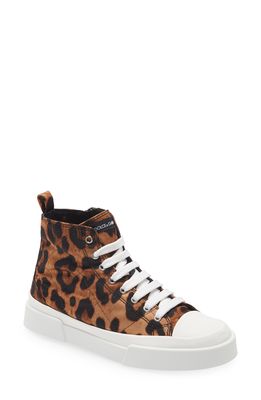 Dolce & Gabbana Portofino Leopard Print High Top Sneaker
