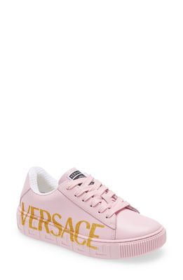 Versace Kids' Greca Logo Low Top Sneaker in Light Pink