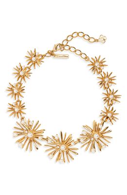 Oscar de la Renta Imitation Pearl Starburst Collar Necklace in Gold