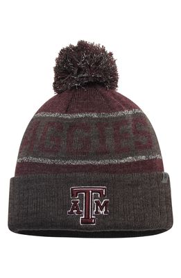Men's Top of the World Maroon/Heather Charcoal Texas A & M Aggies Below Zero Cuffed Pom Knit Hat