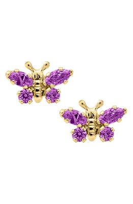 Mignonette Butterfly Birthstone Gold Earrings in February