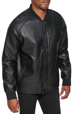 levi's Water Resistant Faux Leather Varsity Jacket in Black