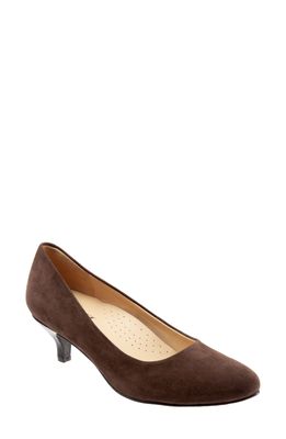 Trotters Kiera Pump in Dark Brown Suede