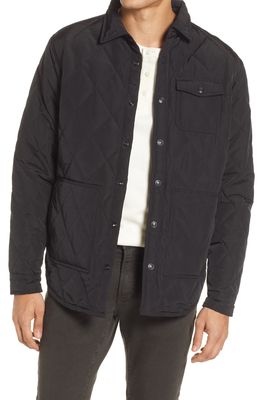 Schott NYC Quilted Down Shirt Jacket in Black
