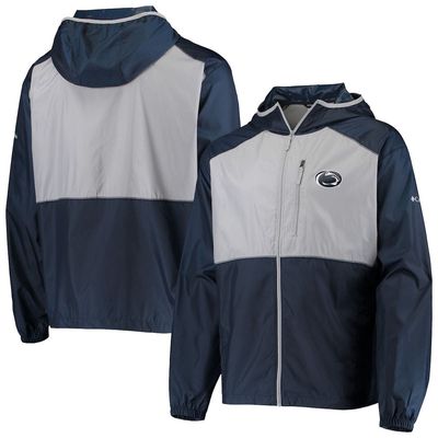 Men's Columbia Navy/Gray Penn State Nittany Lions Flash Forward Hoodie Full-Zip Windbreaker Jacket