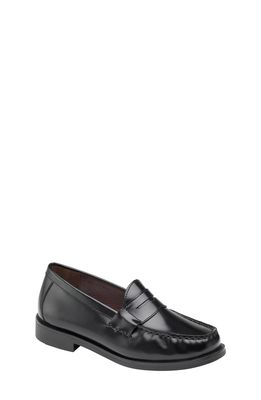 Johnston & Murphy Kids' Hayes Penny Loafer in Black Brush-Off Leather