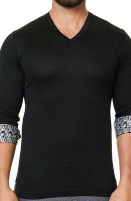 Maceoo V-Neck Cotton Pullover in Black