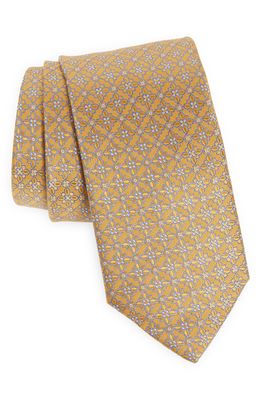 Eton Floral Medallion Silk Tie in Yellow