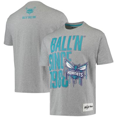 BALL-N Men's BALL'N Heathered Gray Charlotte Hornets Since 1988 T-Shirt in Heather Gray