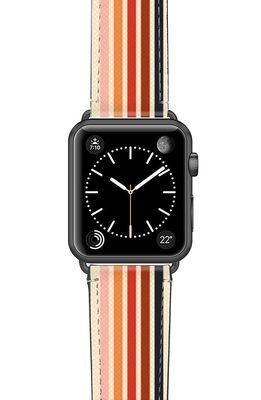 CASETiFY Retro Saffiano Faux Leather Apple Watch Band in Space Grey