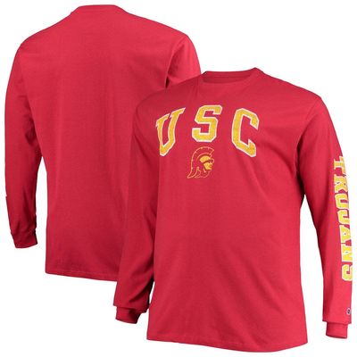 Men's Champion Cardinal USC Trojans Big & Tall 2-Hit Long Sleeve T-Shirt