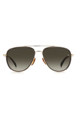 David Beckham Eyewear David Beckham 58mm Aviator Sunglasses in Gold Grey /Brown Gradient