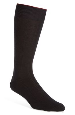Nordstrom Men's Shop Rib Wool Blend Socks in Black