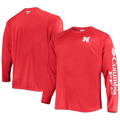 Men's Columbia Scarlet Nebraska Huskers Big & Tall Terminal Tackle Omni-Shade Long Sleeve Raglan T-Shirt