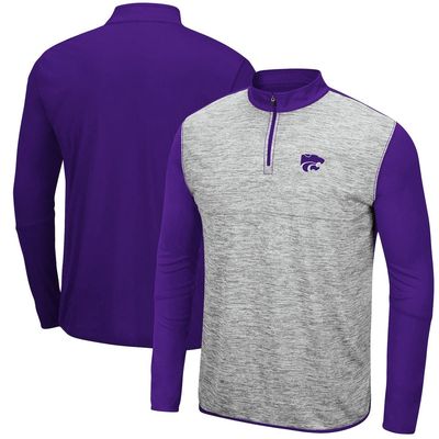 Men's Colosseum Heathered Gray/Purple Kansas State Wildcats Prospect Quarter-Zip Jacket in Heather Gray