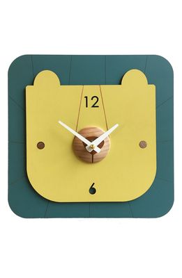 Tree by Kerri Lee Menagerie Wooden Lion Clock in Chartreuse