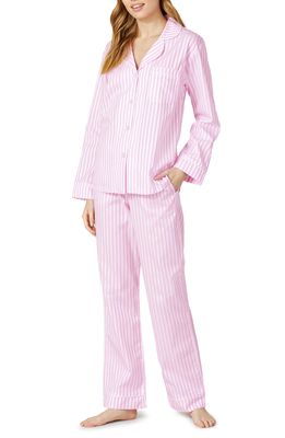 BedHead Pajamas 3D Stripe Organic Cotton Sateen Pajamas in Pink
