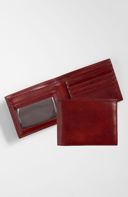 Bosca ID Flap Leather Wallet in Cognac
