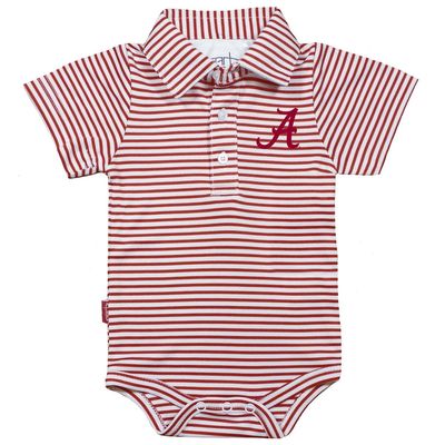 Infant Garb Crimson/White Alabama Crimson Tide Carson Striped Short Sleeve Bodysuit