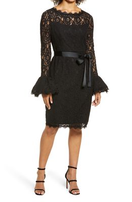 Shani Long Sleeve Lace Sheath Dress in Black