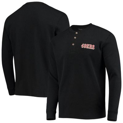 Men's Dunbrooke Black San Francisco 49ers Logo Maverick Thermal Henley Long Sleeve T-Shirt