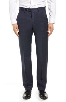 Berle Twill Stretch Flat Front Worsted Wool Dress Pants in Navy