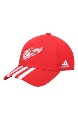 Men's adidas Red Detroit Red Wings Locker Room Three Stripe Adjustable Hat